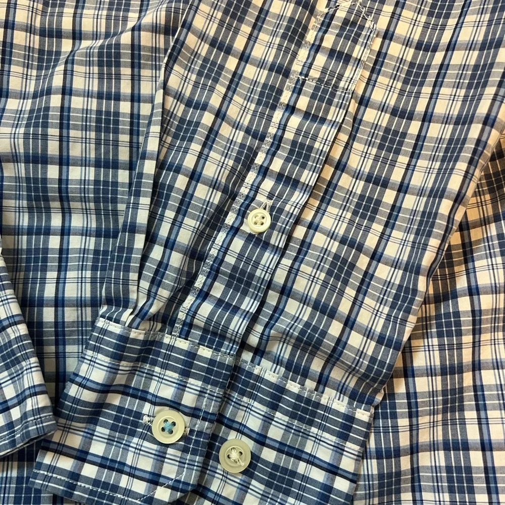 Banana Republic Grant Fit Mens Shirt Size S Blue Plaid Long Sleeve Cotton